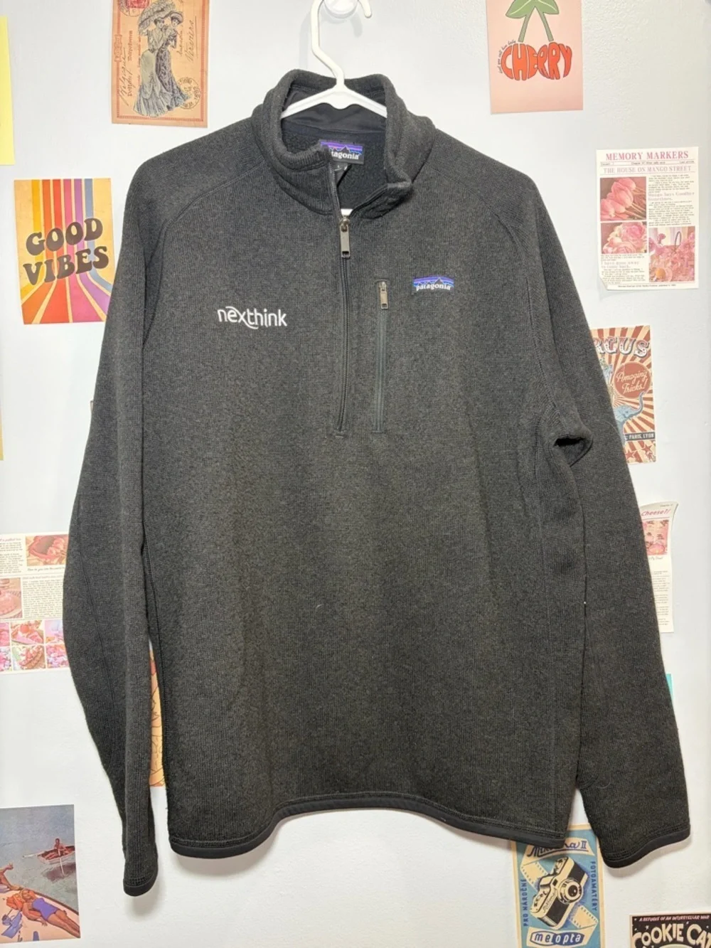 Patagonia Charcoal Gray Quarter-Zip Fleece Pullover with Nexthink Embroidery